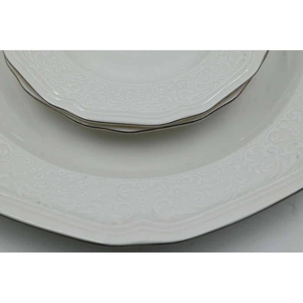 Mikasa HK 404 Floral Moire Ultima Plus Fine China Plate and Saucers Set of 3